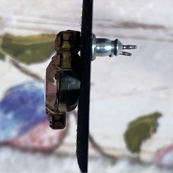 Vintage Rhinestone Earrings Elegant Silver Dangle Style Pierced Ears - Picture 3 of 4